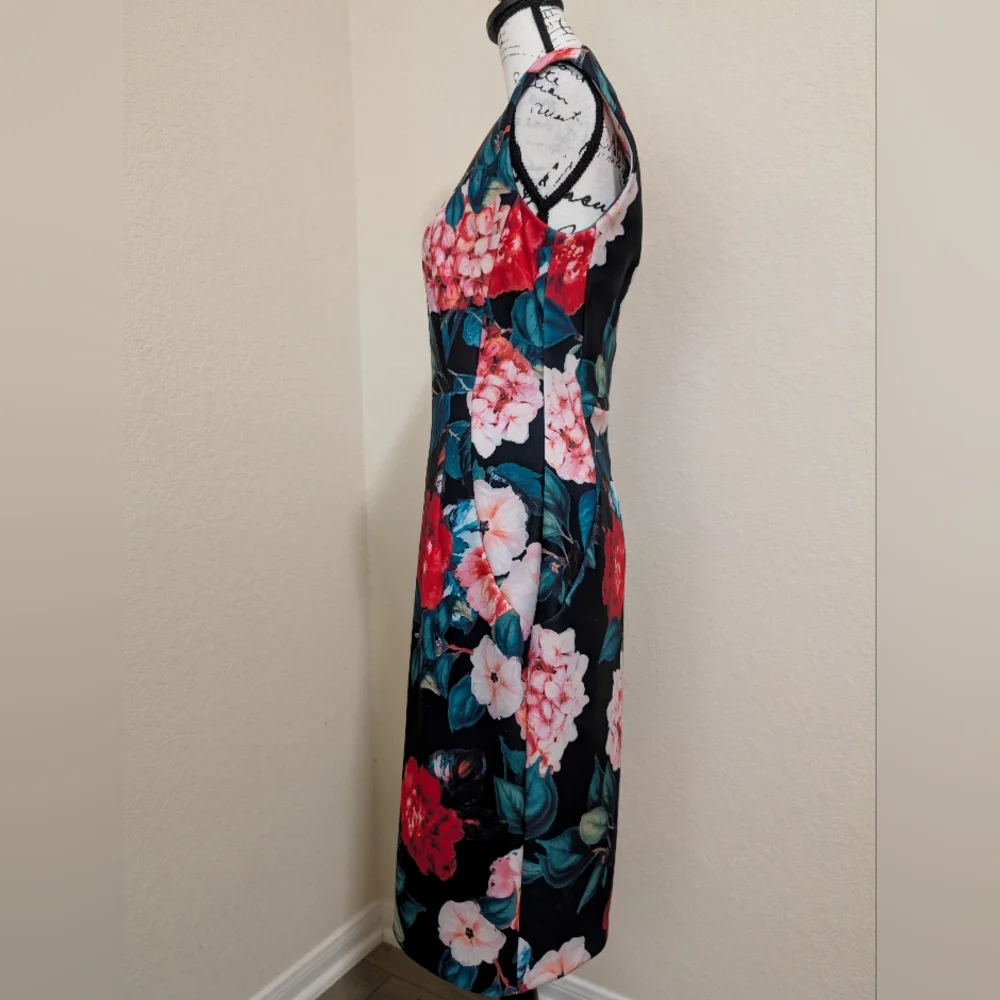 Calvin Klein Floral Sheath Sleeveless Midi Dress•Black,Red,Green,Pink•Size 4♥️🩷 - Picture 13 of 13